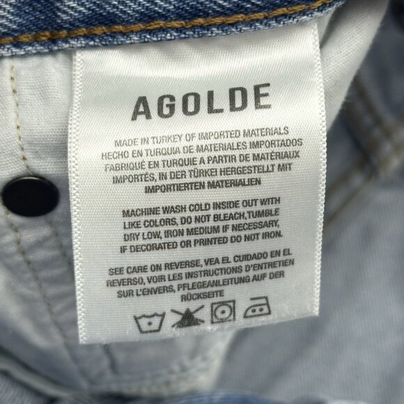 AGOLDE Parker Vintage Cut Off in Riptide Size 28 Button Fly Cotton Denim Shorts - Picture 8 of 9